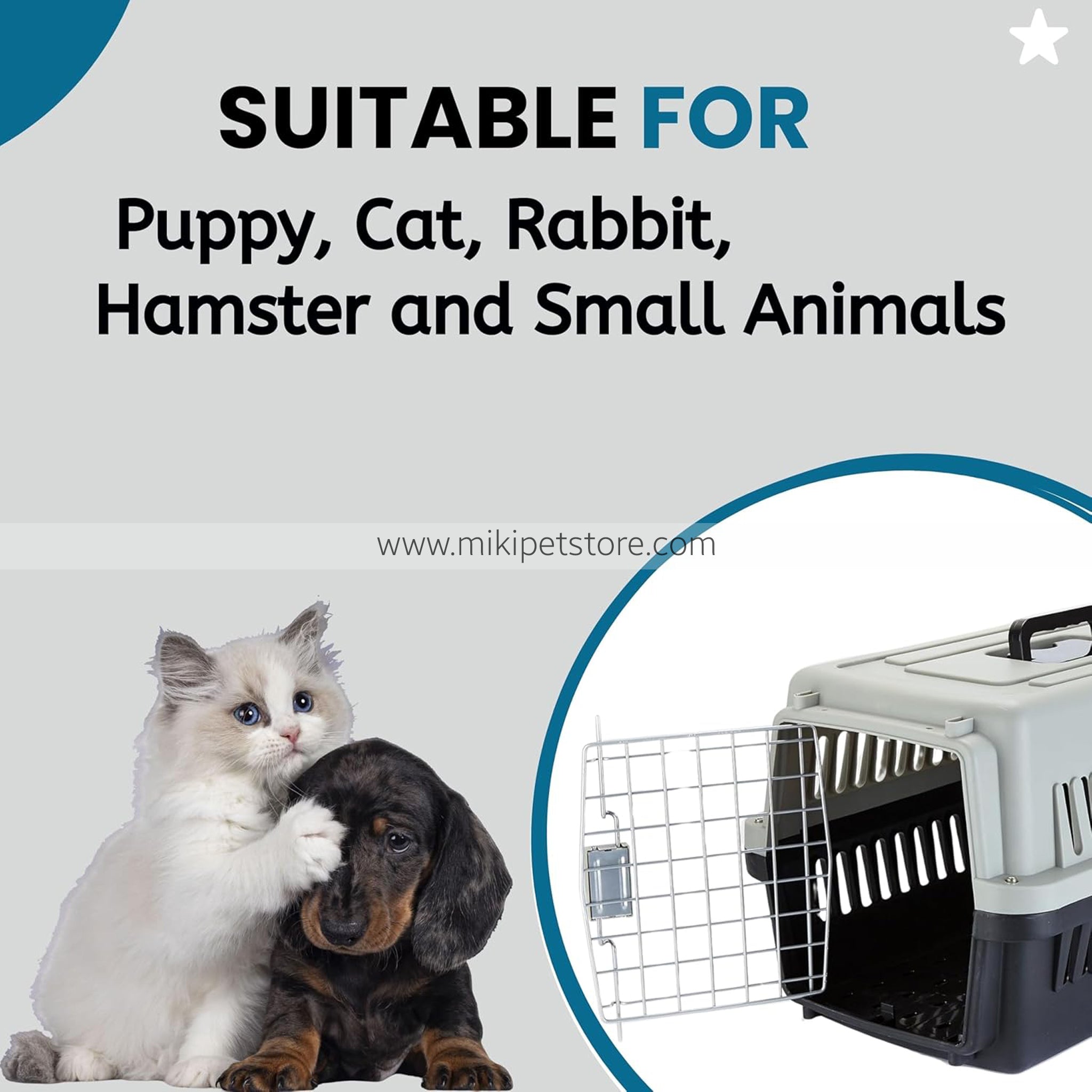 Durable Portable Pet Carrier – Plastic Travel Cage for Outdoor & Airline Use