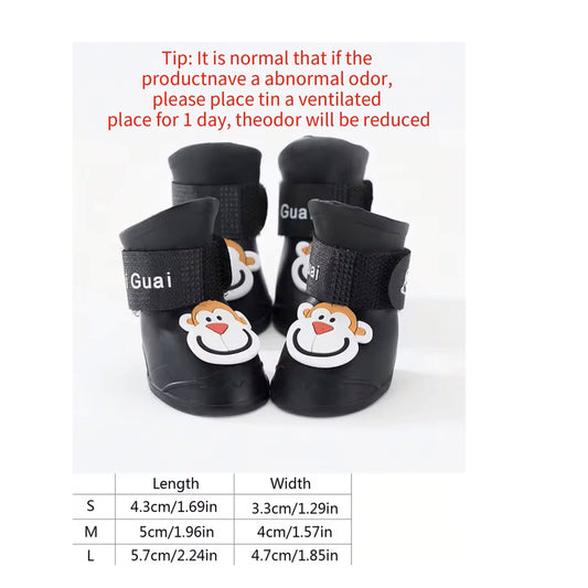 4 Sets Cartoon Patterned Shoes for Small & Medium Cats & Dogs