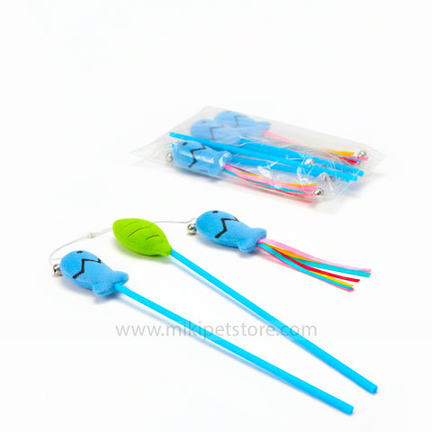 Interactive Cat Teaser Wand Toy with Fish &amp; Leaf Design