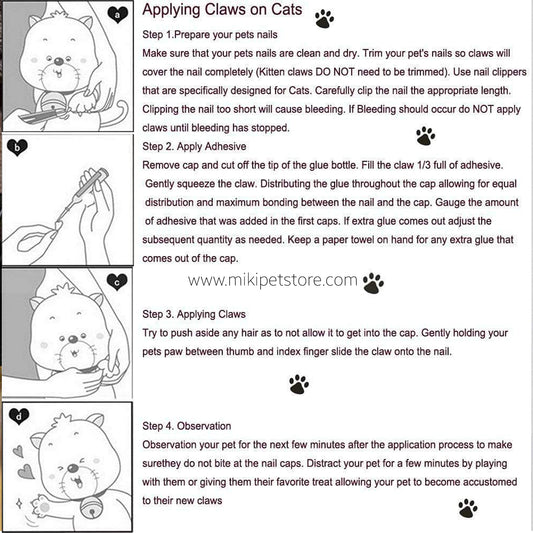 Cat Nail Caps/Tips Pet Cat Kitty Soft Claws Covers Control Paws 