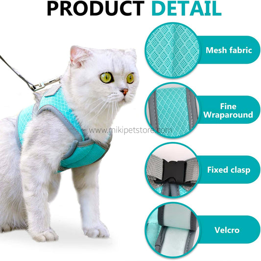 Adjustable Cat Harness and Leash Set for Kittens and Small Dogs
