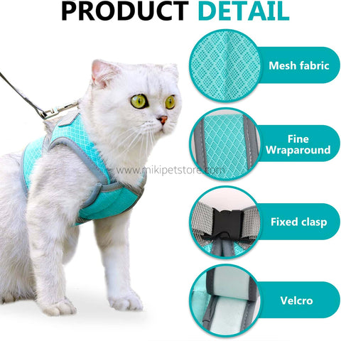 Lightweight Breathable Mesh Cat Harness and Leash Set
