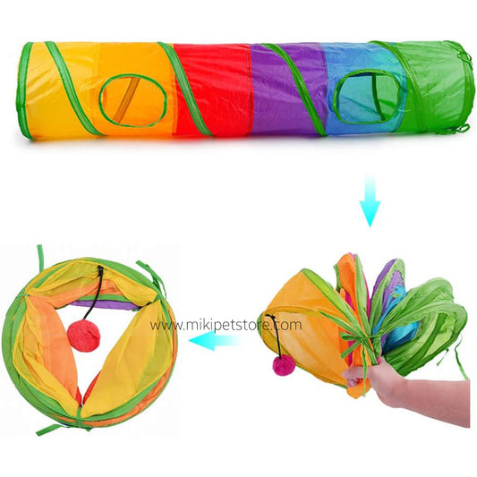Interactive Rainbow Tunnel Cat Toy – Funny Stick & Tunnel Playset for Cats