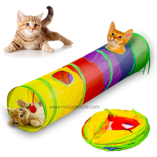 Interactive Rainbow Tunnel Cat Toy – Funny Stick & Tunnel Playset for Cats