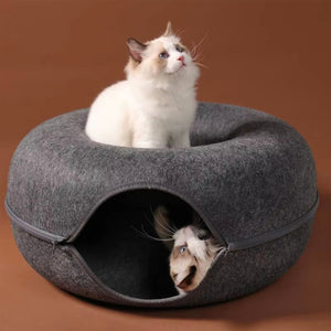 Interactive Donut Cat Bed & Felt Tunnel for Kittens Cats