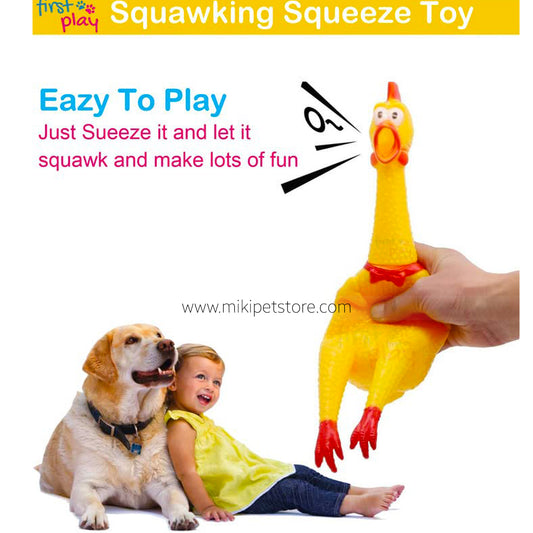 Squawking Chicken Rubber Squeeze Dog Toys with Sound
