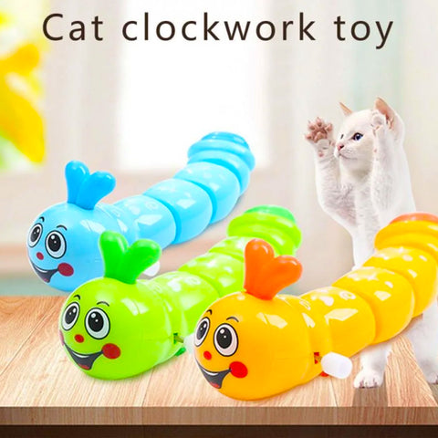 Clockwork Crawling Caterpillar Cat Toy Interactive Chase Shake