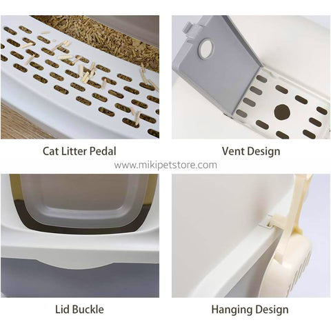 Extra Large Plastic Cat Litter Box with Cover Scoop