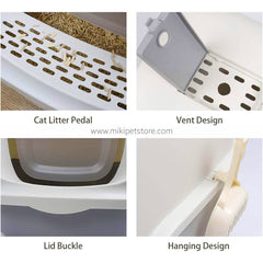 Extra Large Plastic Cat Litter Box with Cover & Scoop – Spacious & Easy to Clean