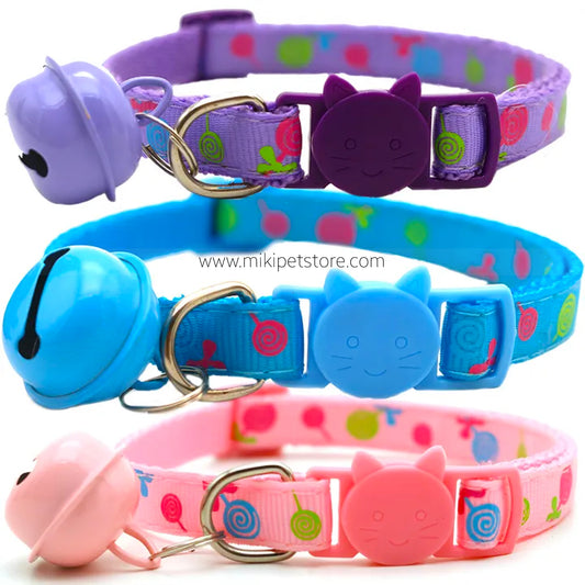 Adjustable  Pet Collar with Buckle & Big Bell for Dogs, Puppies, Cats & Kittens