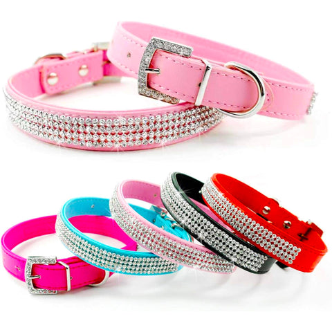 Rhinestone Leather Cat Collar Sparkling Diamond Pet Collar