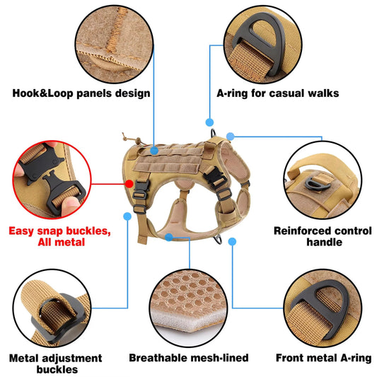 Dog Training Harness Vest Metal Buckle Adjustable Heavy Duty No Pull Tactical Pet Dog Harness