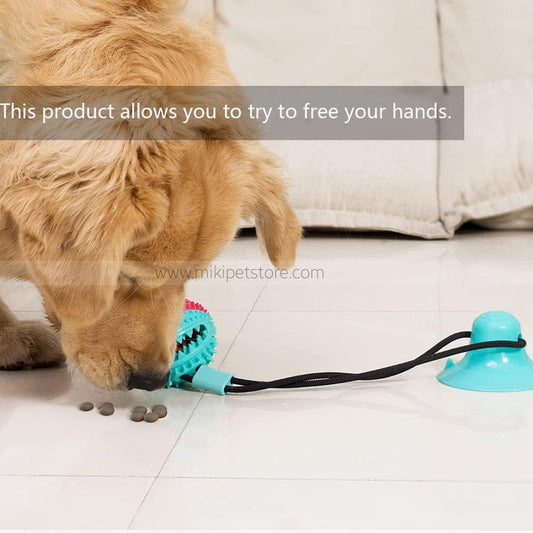 Dog Chew Rope Toy with Suction Cup – Teething & Training Treat Dispensing Ball for Puppies