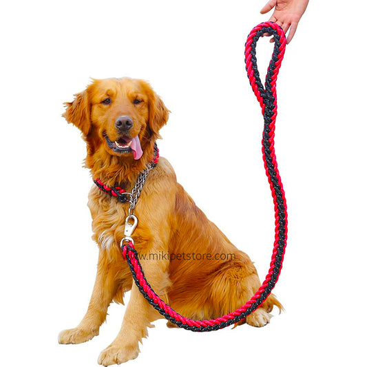 Large Dog Leash & Collar Set – Strong Stretching Force Walking & Training Traction Rope