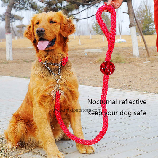 Large Dog Leash & Collar Set – Strong Stretching Force Walking & Training Traction Rope