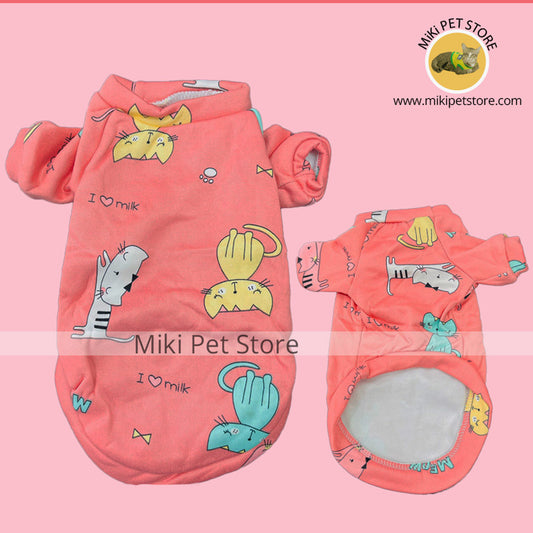 Cats Cartoon  Face Pet Dog  Cute Cat Sweatshirt Winter Puppy Clothing