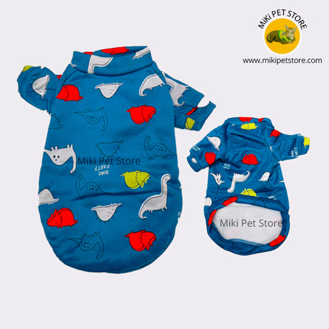 Blue Cute Cartoon Pet Dress Warm Winter Sweatshirt