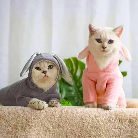 Cozy Bunny Ear Hoodie – Winter Warm Pet Outfit for Small Dogs & Cats