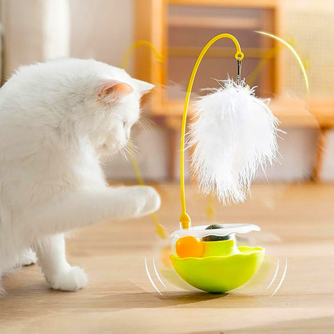 Cat Exercise Tumbler Toy Feather Teaser with Bell Track Toy