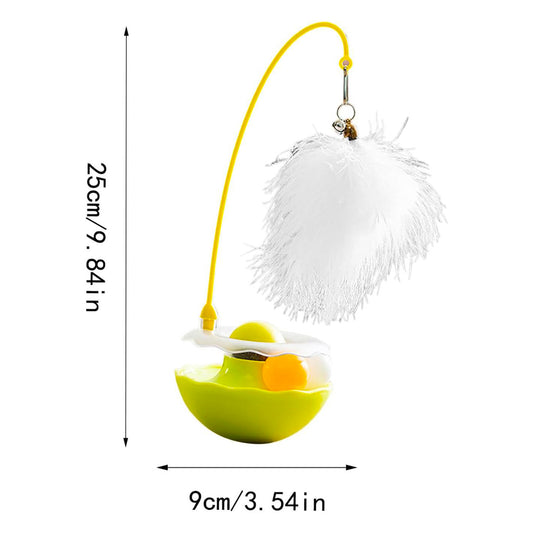 Cat Exercise Tumbler Toy Feather Teaser with Bell Track Toy for Indoor Cats