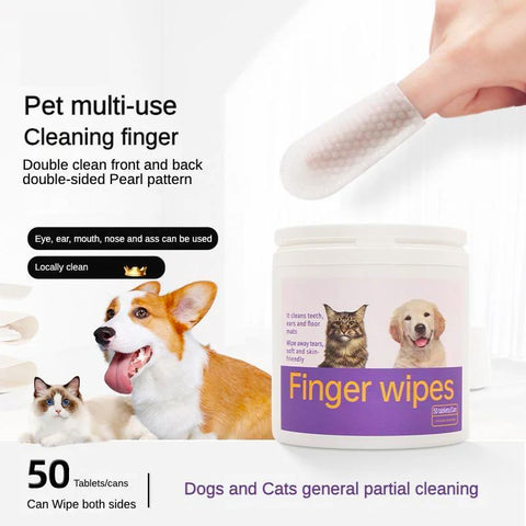 3-in-1 Pet Finger Wet Wipes For Dogs & Cats for Teeth , Eyes, Ears