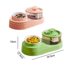 2-in-1 Cat Feeding Bowl with Electric Water Fountain