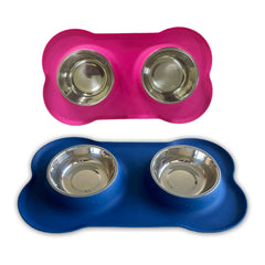 Stainless Steel Cat Puppy Water Bowls with Non Spill Skid Resistant Silicone Mat Dog& Cat Food Bowls