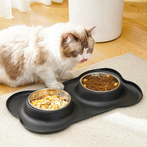 Stainless Steel Pet Bowl with Silicone Mat