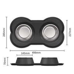 Stainless Steel Cat Puppy Water Bowls with Non Spill Skid Resistant Silicone Mat Dog& Cat Food Bowls