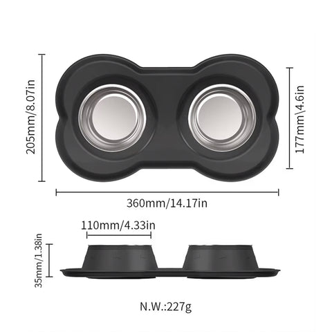 Stainless Steel Pet Bowl with Silicone Mat
