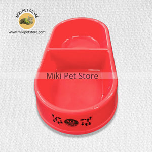 2 Part Cat Plastic Food Bowl Double Feeding Dish