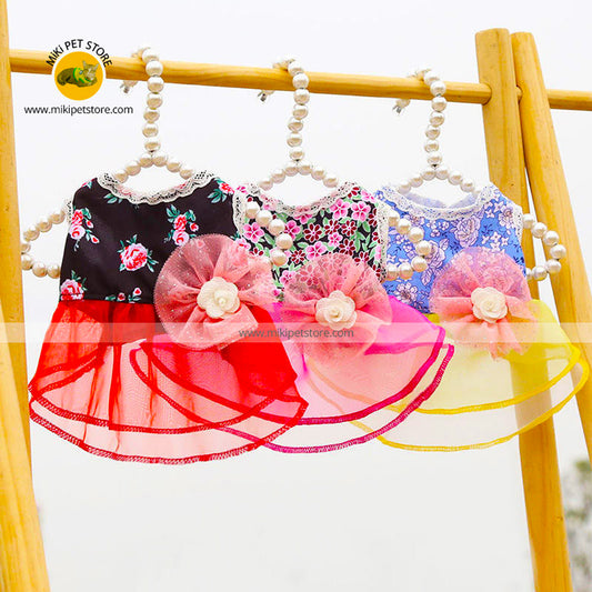 Cute Korean Dog and cat  Dresses Summer Small Dog& cat Clothes Tulle Floral Skirt  Dress