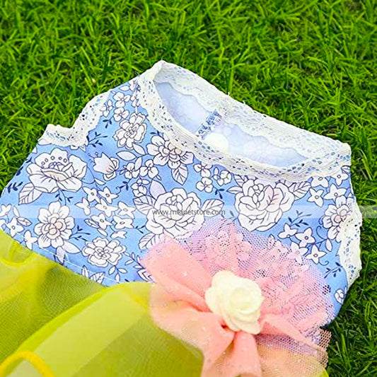 Cute Korean Dog and cat  Dresses Summer Small Dog& cat Clothes Tulle Floral Skirt  Dress