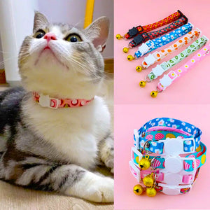 Fruit Printing Cat Collars with Bells Cute Adjustable Neck Strap
