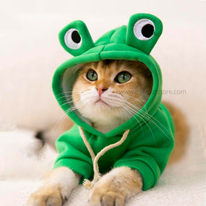 Green Pet Hoodie Warm Cat Coat Cold Weather Puppy Clothes