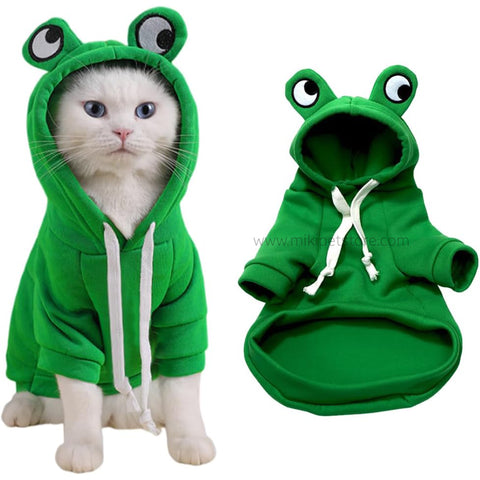 Green Pet Hoodie Warm Cat Coat Cold Weather Puppy Clothes