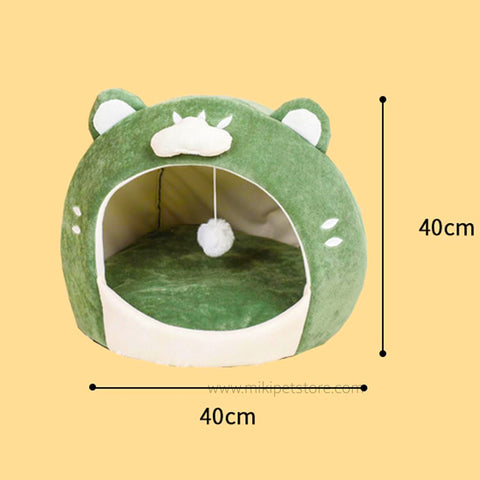 Green Cozy Pet Bed Cave and Cushion Kennel