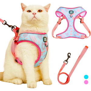 Escape Proof Cat Harness and Leash Set Adjustable Air Mesh Vest