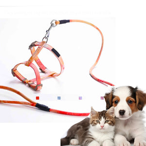 Gradient Pet Cat Harness and Leash Set I Shaped Chest Strap