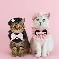 Elegant Pet Outfit  Pet Costume Set Beret Cap and Bandana