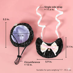 Elegant Pet Outfit  Pet Costume Set Beret Cap and Bandana