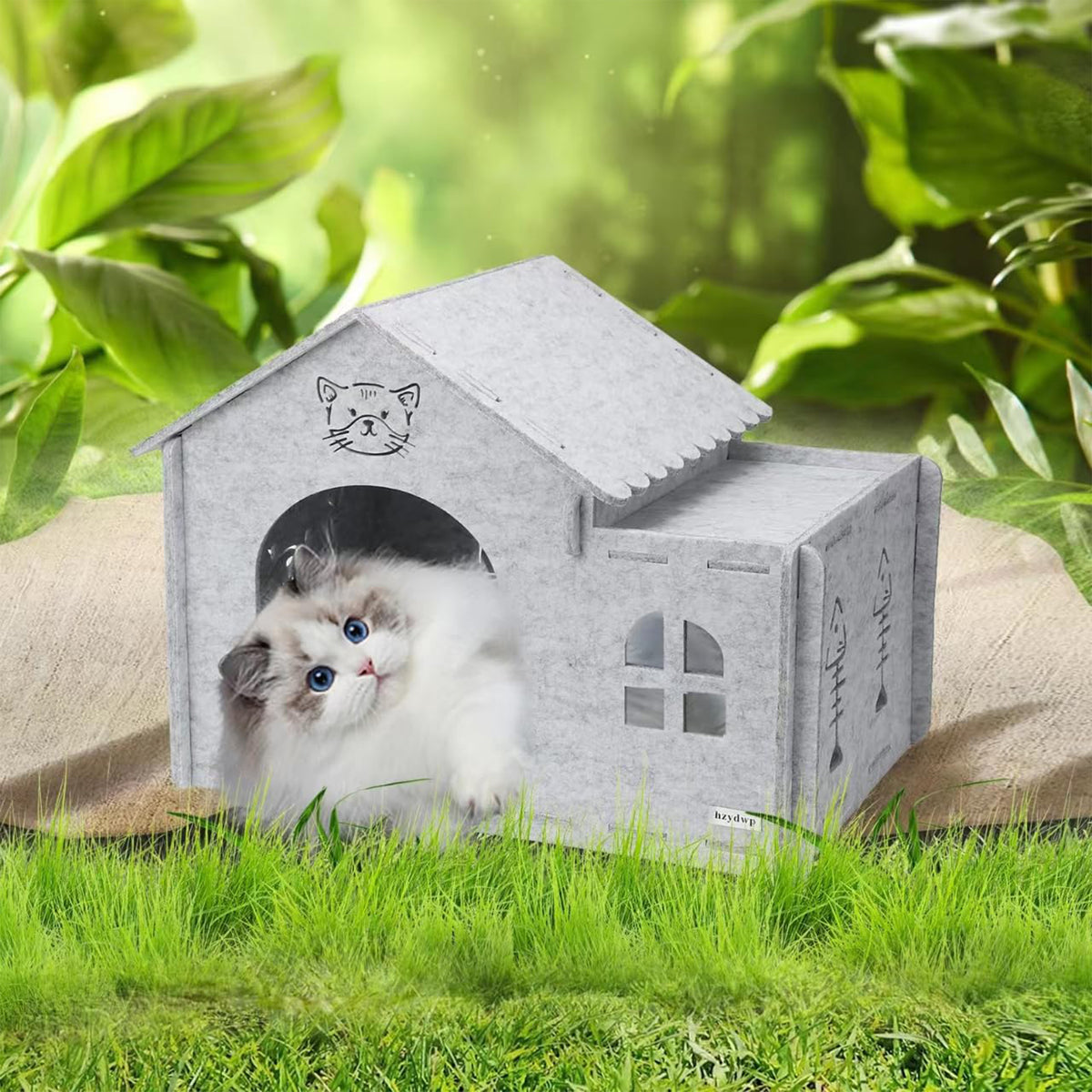 Felt Foldable Deep Sleep Pet Cat House Indoor Winter