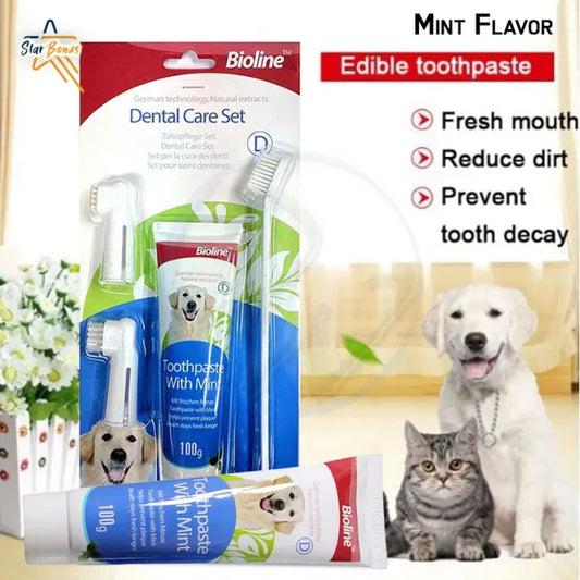 Bioline Pet Dental Care Set: Mint Toothpaste & Toothbrush