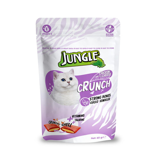 Jungle Crunch Dry Cat Treat Strong Bones with Chicken & Cheese 60gm