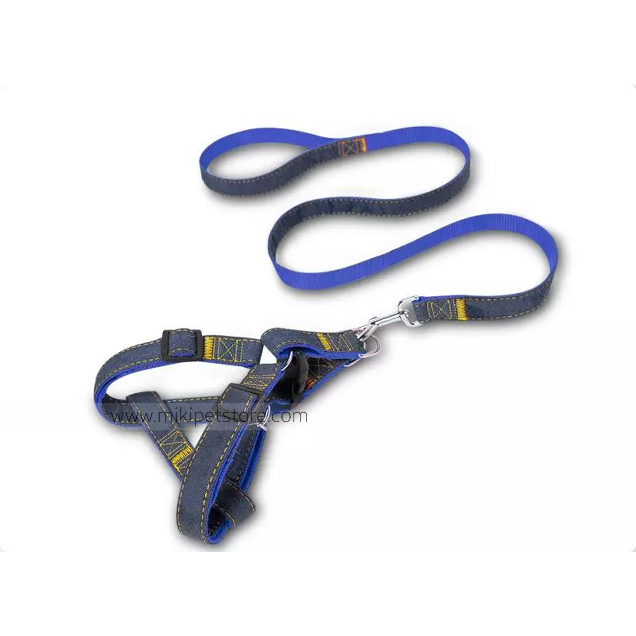 Heavy Duty Dog Harness & Leash Set – Denim Design for Small, Medium & Large Dogs