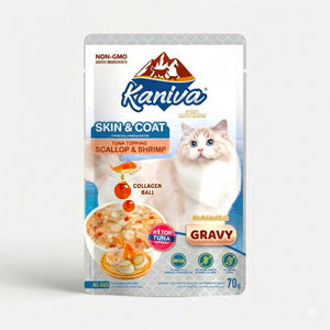 Kaniva Cat Pouch Skin & Coat with Tuna Topping Scallop & Shrimp in Gravy 70g