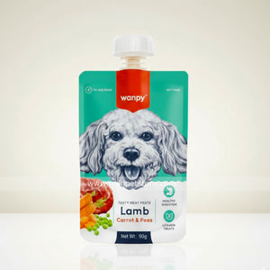 Wanpy Tasty Meat Paste Dog Pouch Lamb, Carrot & Peas 90gm