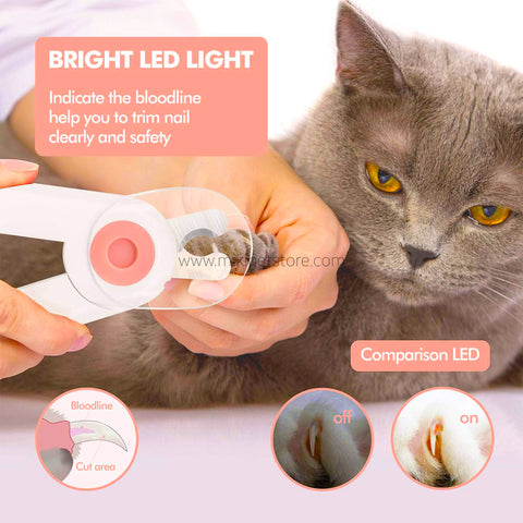 LED Pet Nail Clippers Safe and Precise Grooming Tool for Cats Dogs