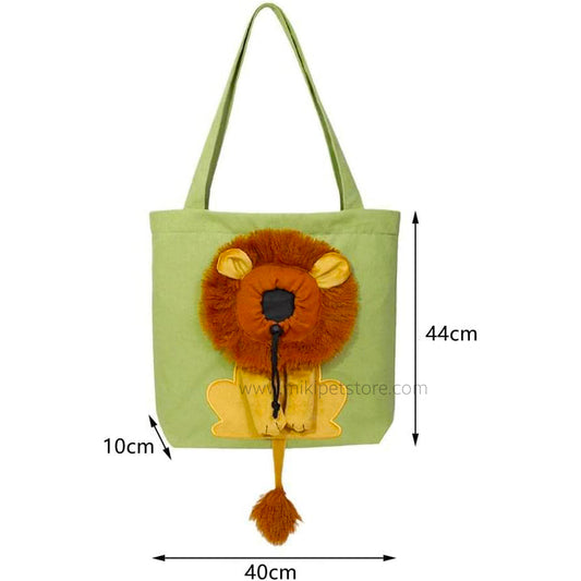 Fashion Lion Shaped Shoulder Bag Breathable Exposed Pet Canvas Bag Cat Dog -Tote Small Pet Bag 