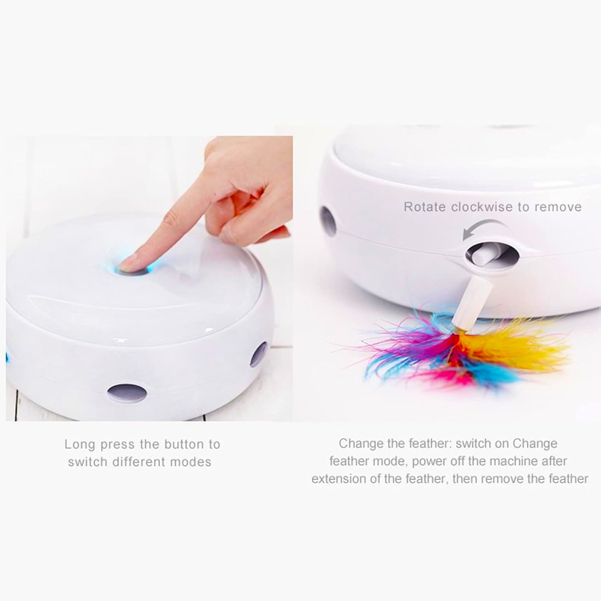 Cat Feather Turntable Interactive Smart Electric Cat Turntable Toy with Light and Sound for Cat Kitten